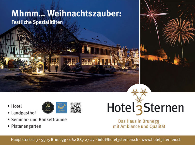 Planen Sie jetzt Ihre Weihnachtsfeier im Hotel Restaurant zu den 3 Sternen Brunegg